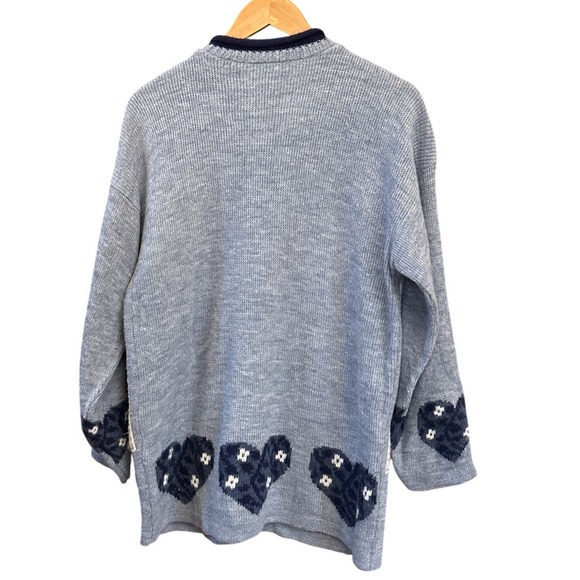 Vintage Arielle Heart Knit Sweater Made USA Cottagecore Cozy Winter 90s - Picture 4 of 5